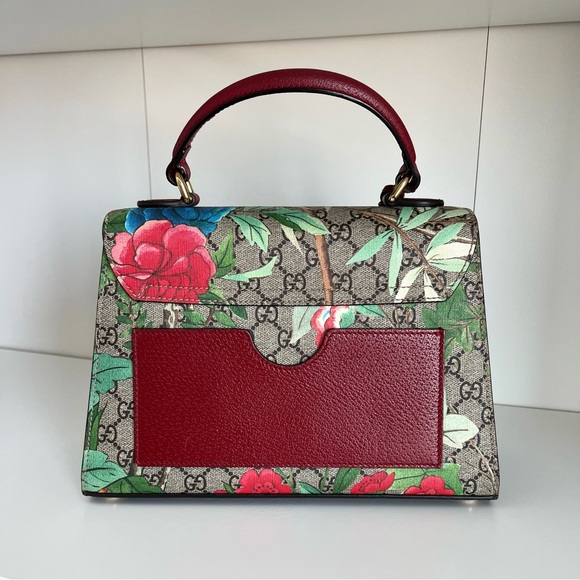 GUCCI ⭐️ Tian GG Floral Print Padlock Top Handle Shoulder Small Bag + Dust Bag - Picture 4 of 16